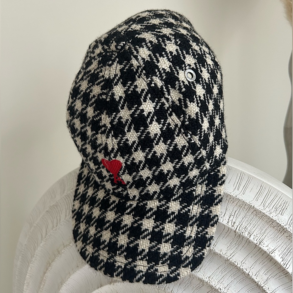 Ami Paris vichy hat, unisex, embroidery and wool